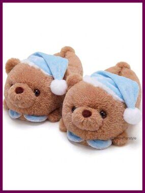 Cute Animal Plush Faux Fur Slippers Memory Foam Non-Slip Cozy Winter House Shoes